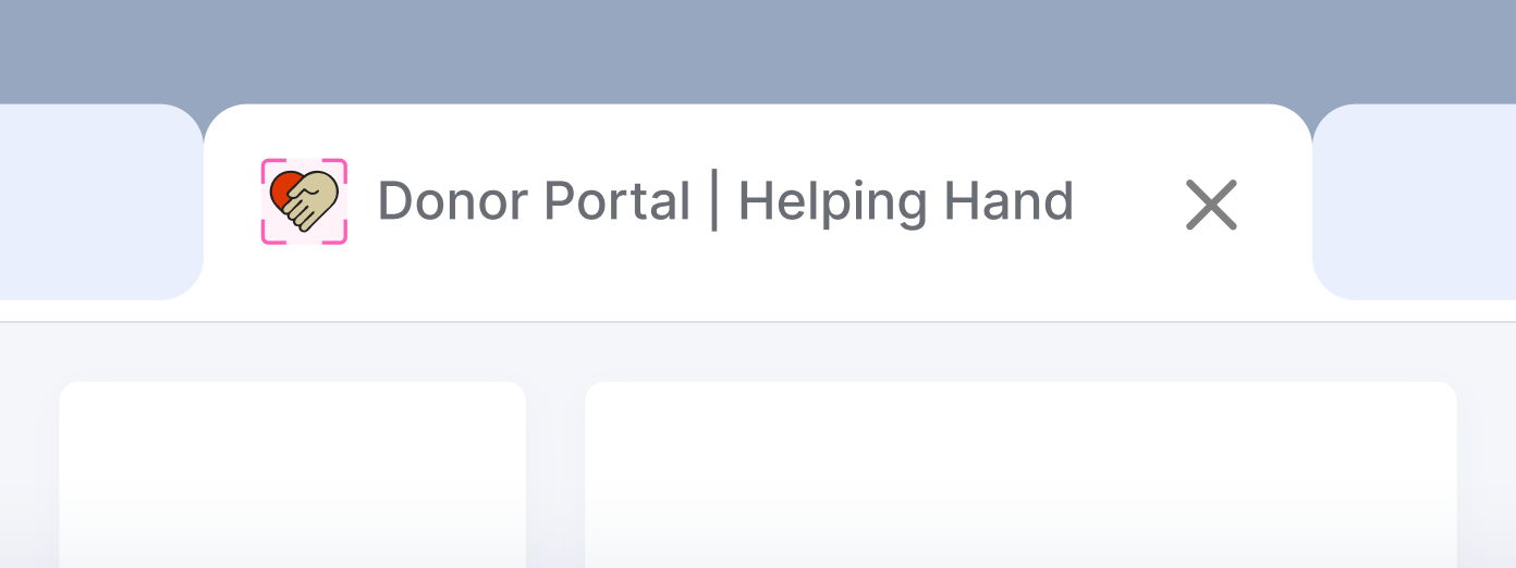 Donor Portal with a helping hand icon in the tab.